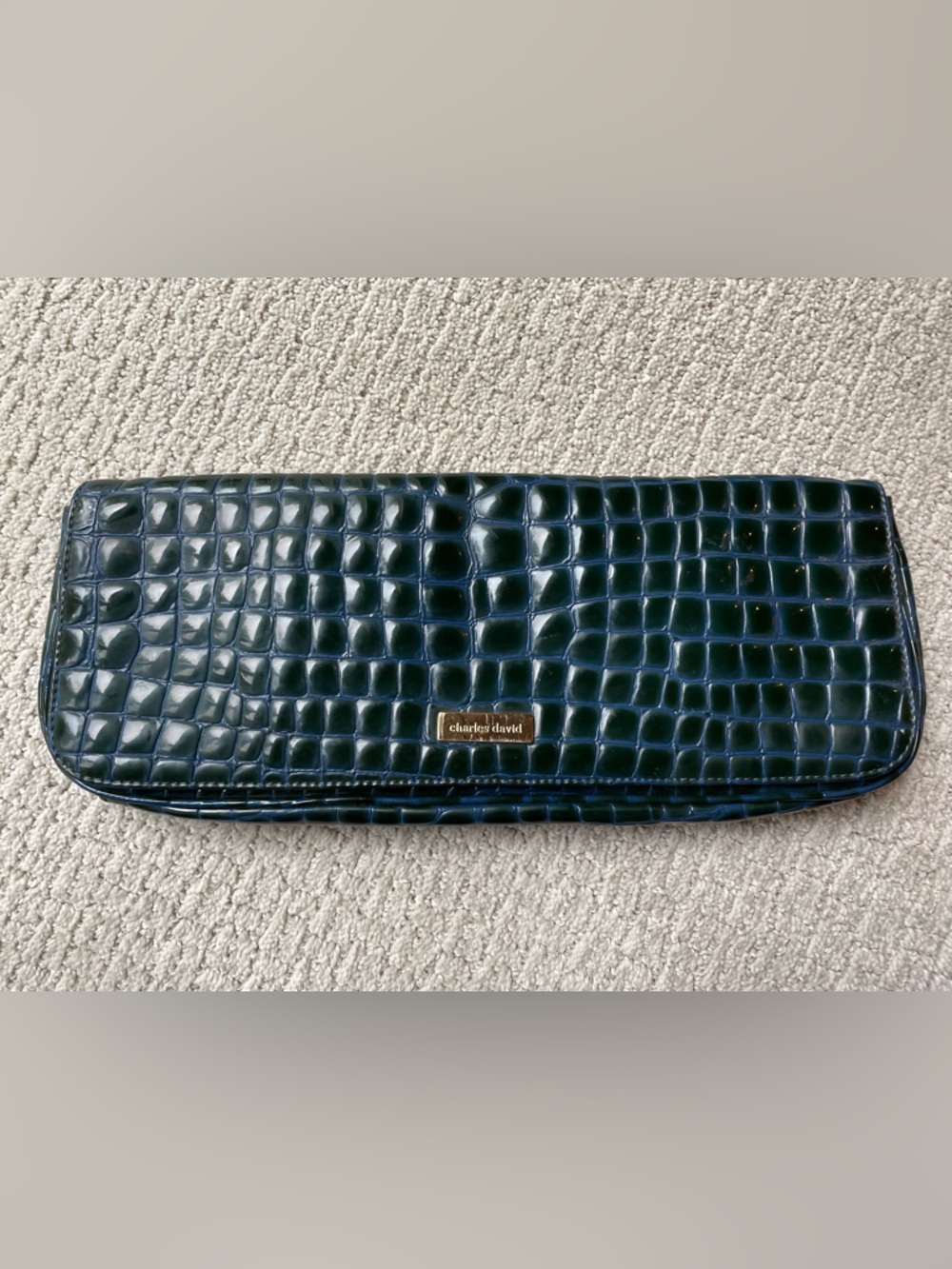Charles David Black Croc-Embossed Clutch